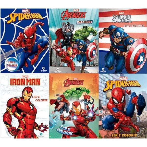 Imagem de Livro Ler E Colorir Marvel Sortido Kit com 6 Livros