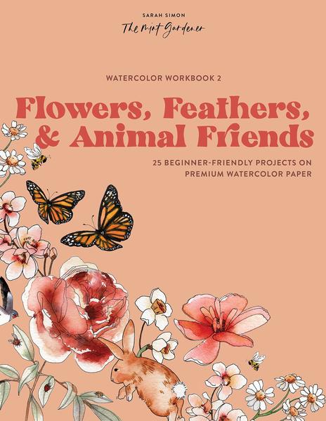 Imagem de Livro Livro de exercícios em aquarela: flores, penas e amigos dos animais