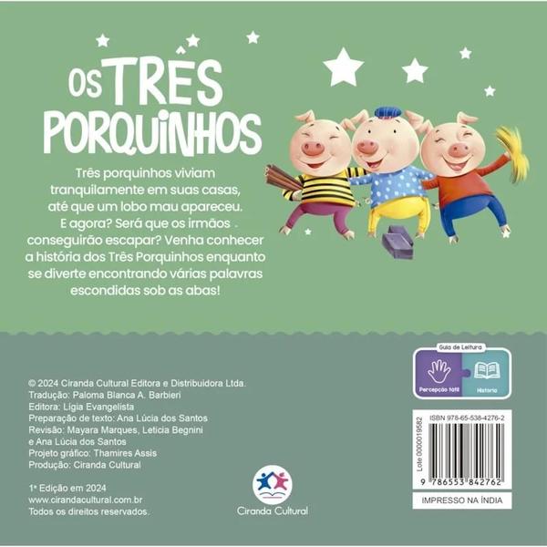 Imagem de Livro Os três porquinhos Com Abas Divertidas Ciranda Cultural Crianças Filhos Infantil Desenho História Brincar Pintar