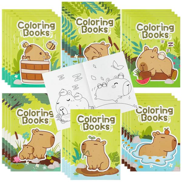 Imagem de Livro para Colorir Capybara Bzaber - 24 Desenhos Fofos para Crianças