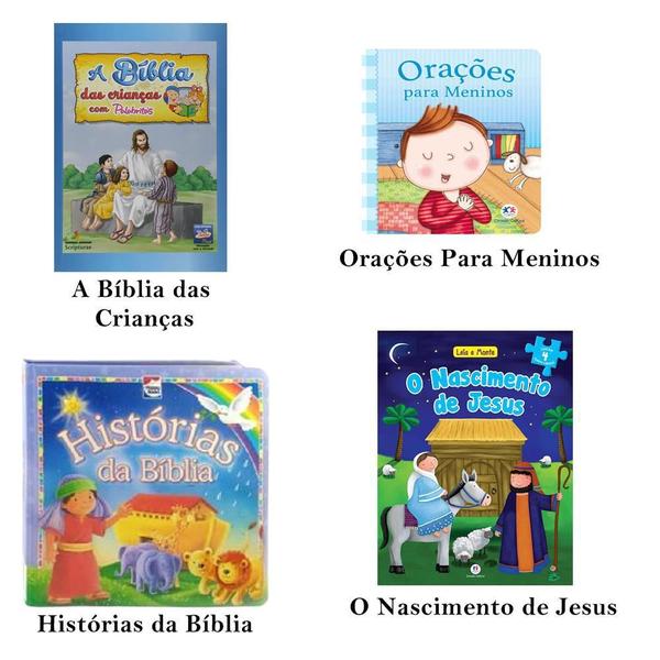 Imagem de Livros Bíblicos infantis Menino e Menina kit 4 unidades