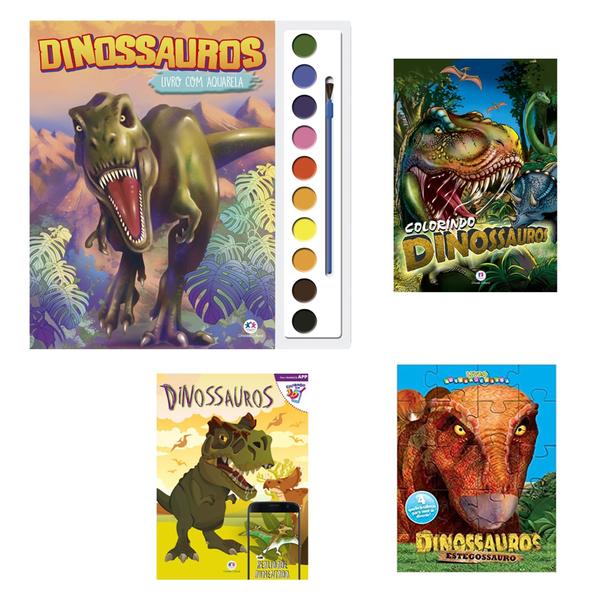 Imagem de livros Dinossauros para ler colorir e brincar 4 unidades