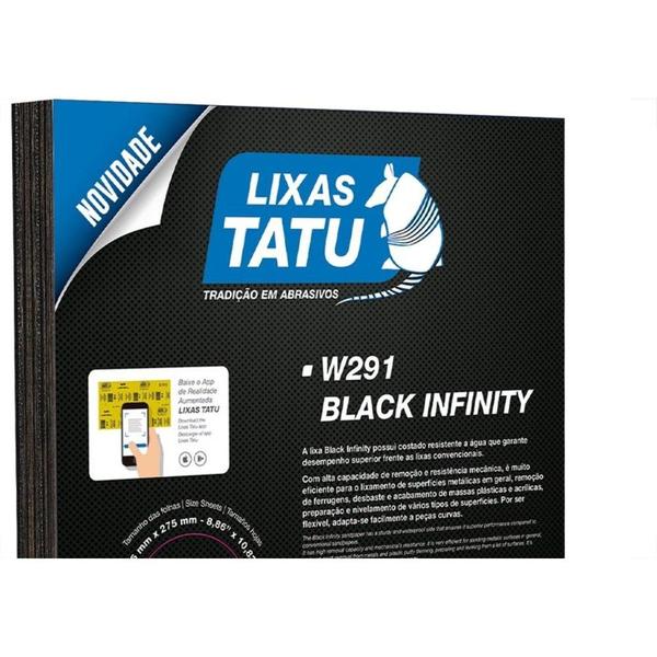 Imagem de Lixa Black Infinity Tatu 150 Agua/Ferro/Massa - Kit C/25 Folhas