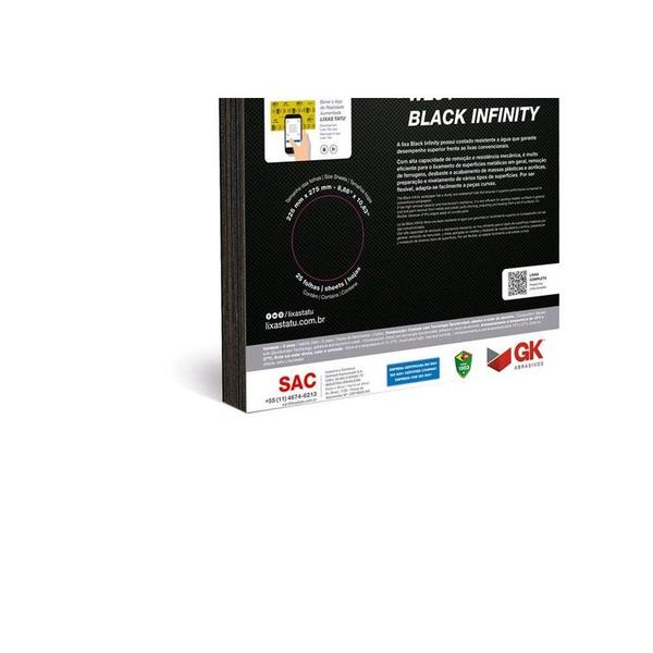 Imagem de Lixa Black Infinity Tatu 150 Agua/Ferro/Massa  W29101500025 ./ Kit Com 25