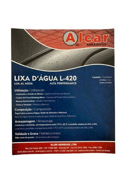 Imagem de Lixa d'água Pacote 50 Folhas 225x275mm L-420 Alcar