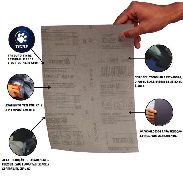 Imagem de Lixa D'Água Remoção Polimento Grãos Cascalhos 80 100 120 150 180 220 320 360 600 Tigre 5 Unidades