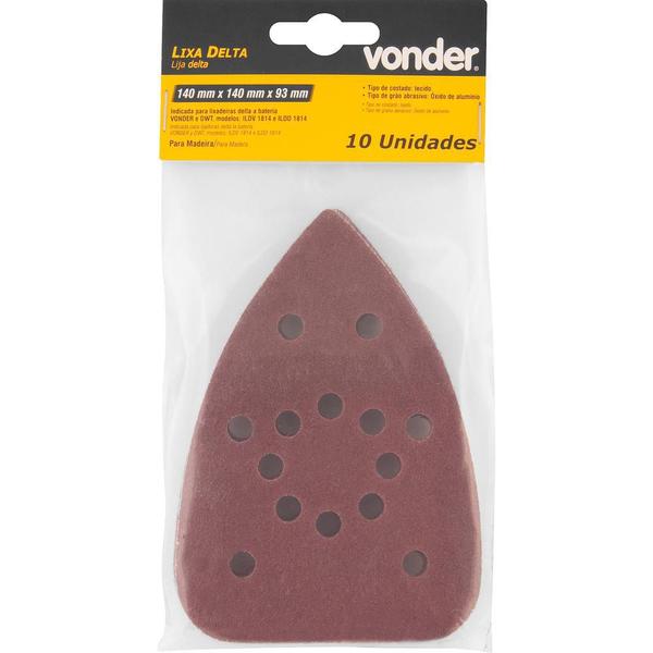 Lixa Delta Costado em Pluma 140x140x93mm G180 10 pçs Vonder Imagem de Lixa Delta Costado em Pluma 140x140x93mm G180 10 pçs Vonder