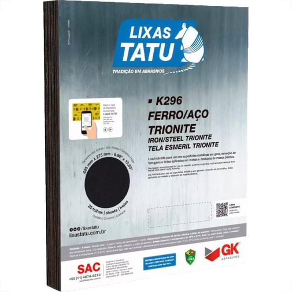 Imagem de Lixa Ferro Tatu 150 - Pacote Com 25 Folhas ./ Kit Com 25 Folhas