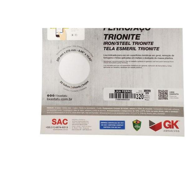 Imagem de Lixa Ferro Tatu 320 Trionite  K29603200025 . / Kit C/ 25