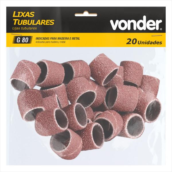 Imagem de Lixa tubular 38 mm x 38 mm grão 80 com 20 peças - Vonder