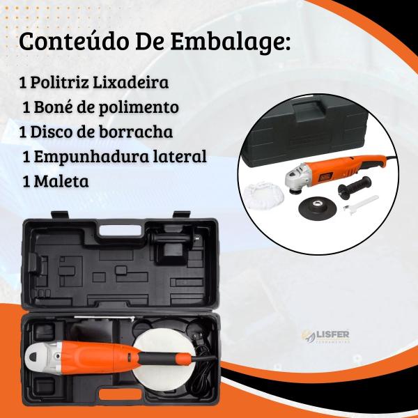 Imagem de Lixadeira Politriz 7 1300w 220v Maleta Wp1500k Black Decker