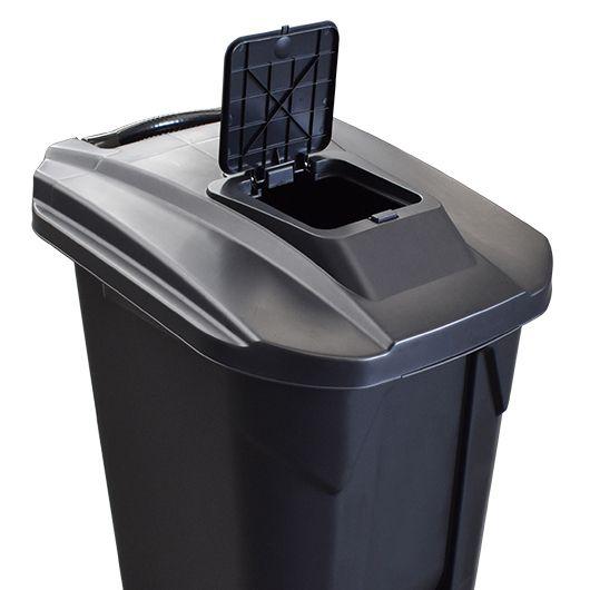 Lixeira 120 Litros Preta Com Rodas, Pedal e Tampa Click - Arqplast Imagem de Lixeira 120 Litros Preta Com Rodas, Pedal e Tampa Click