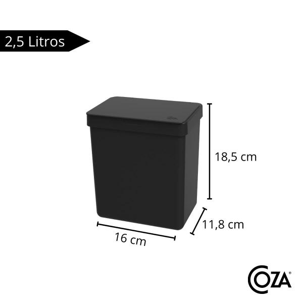 Imagem de Lixeira 2,5L Sobre a Pia Single Esconde Sacola Coza Várias Cores - Abertura da Tampa Manual em 90º