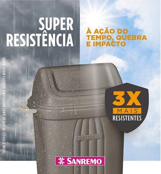 Lixeira 30 Litros Cesto De Lixo Tampa Basculante Com Alças Para Áreas Externas - 283 Sanremo Imagem de Lixeira 30 Litros Cesto De Lixo Tampa Basculante Com Alças Para Áreas Externas - 283 Sanremo