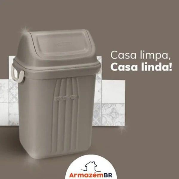 Lixeira 30 Litros Cesto De Lixo Tampa Basculante Com Alças Para Áreas Externas - 283 Sanremo Imagem de Lixeira 30 Litros Cesto De Lixo Tampa Basculante Com Alças Para Áreas Externas - 283 Sanremo