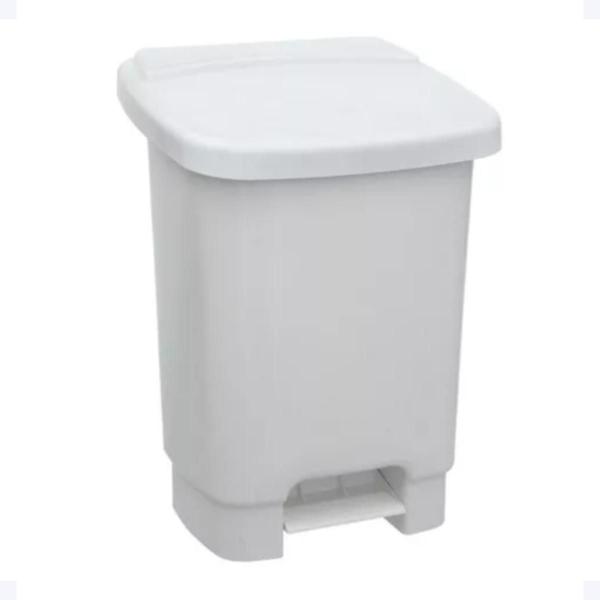 Lixeira 35 l c/ Pedal e Fixador p/ Saco de Lixo - Branca