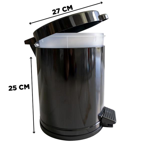 Lixeira 5 Litros Aço Inox Para Cozinha Banheiro Escritório C/Cesto Interno Removível - viel Imagem de Lixeira 5 Litros Aço Inox Para Cozinha Banheiro Escritório C/Cesto Interno Removível