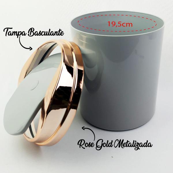 Imagem de Lixeira 5 Litros Com Tampa Rose Gold Basculante Metalizada Plástica Para Cozinha Banheiro - AMZ