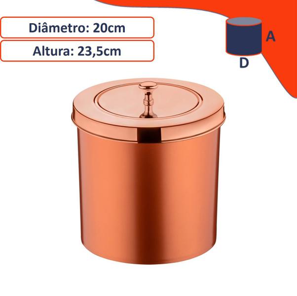 Imagem de Lixeira 5 Litros Tampa Cesto De Lixo Rose Gold Para Banheiro Pia Cozinha- 552RG Future