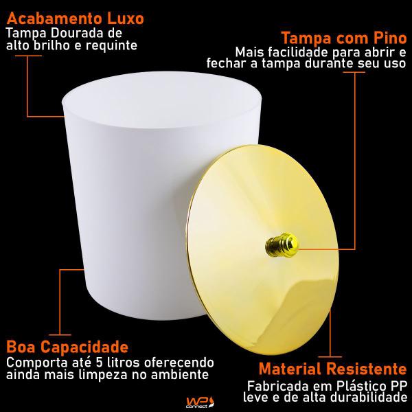 Imagem de Lixeira 5 Litros Tampa de Pegar Dourada Banheiro Cozinha