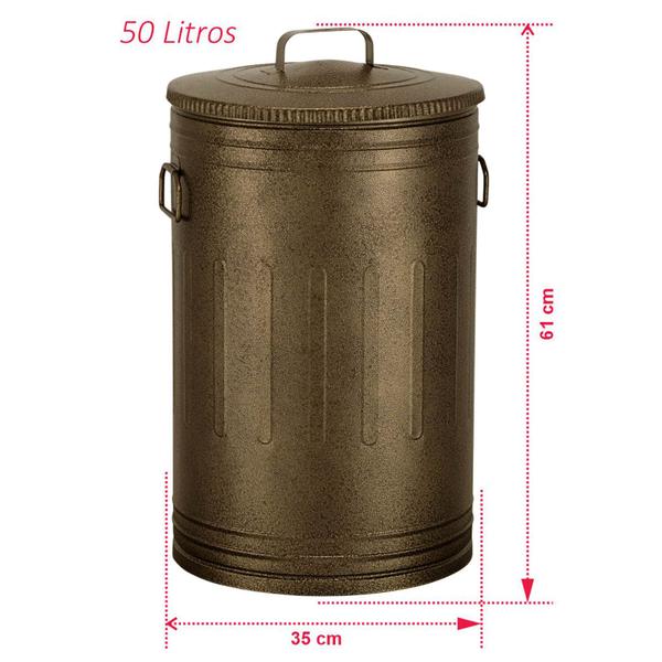 Imagem de Lixeira 50 litros ouro velho lata de lixo americana