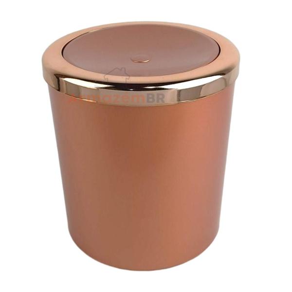 Imagem de Lixeira 5L Basculante Cesto Plástico Banheiro - Rose Gold