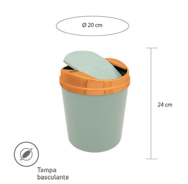 Imagem de Lixeira 5L com Tampa Basculante Rosè Gold Casa Rotaplast