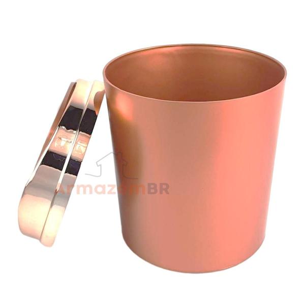 Imagem de Lixeira 5L Tampa Basculante Plástica Banheiro - Rose Gold