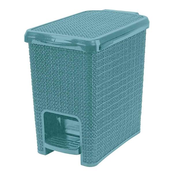 Lixeira 6 Litros Retangular Juta Verde Com Pedal Nitron Imagem de Lixeira 6 Litros Retangular Juta Verde Com Pedal Nitron