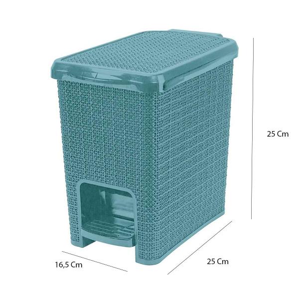 Lixeira 6 Litros Retangular Juta Verde Com Pedal Nitron Imagem de Lixeira 6 Litros Retangular Juta Verde Com Pedal Nitron