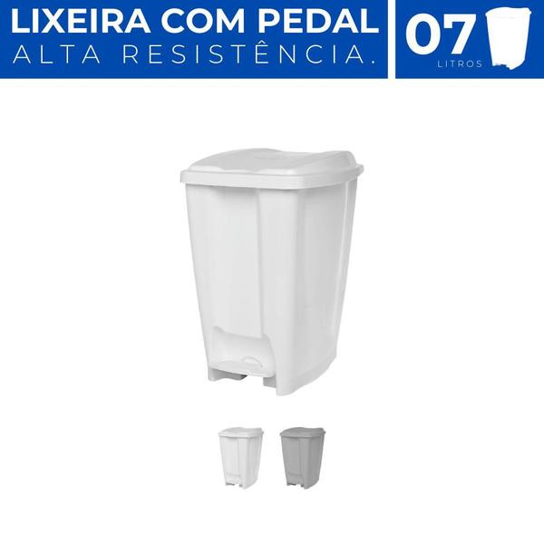 Imagem de Lixeira 7L Escritório Cozinha Lavabo Banheiro c/ Tampa Pedal