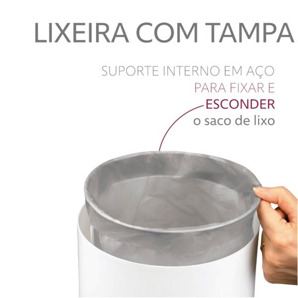 Imagem de Lixeira 8 Litros Tampa Cesto De Lixo Basculante Para Cozinha Banheiro Escritório Cromado - 1220BCC Future