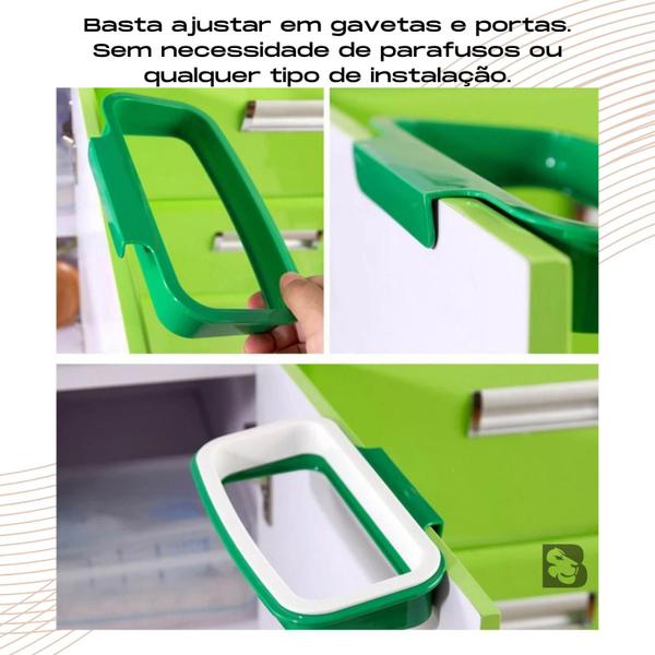 Imagem de Lixeira Acoplável Para Armário Portas Gavetas Cozinha Suporte Encaixe Fácil De Saco De Lixo