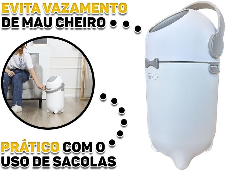 Imagem de Lixeira Antiodor Fraldas Bebe Lixo Babybê Banheiro Cozinha