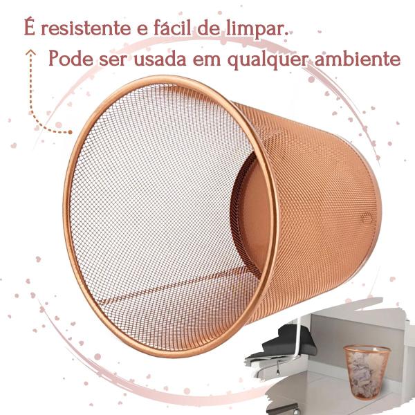 Imagem de Lixeira Aramada Escritório Rose Gold 10L