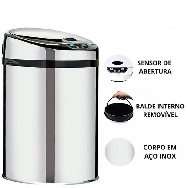 Imagem de Lixeira Automática Inox 42 Lts Premium Sensor Banheiro Kzi