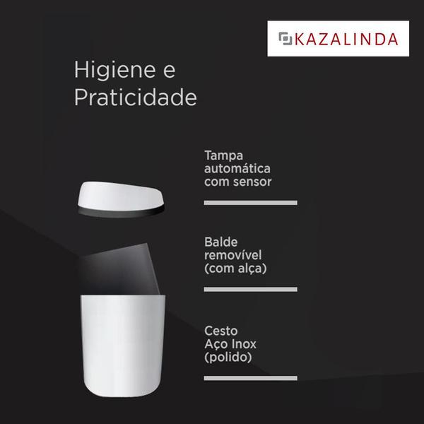 Imagem de Lixeira Automática Inox 6 Litros Premium Sensor Banheiro Kzi