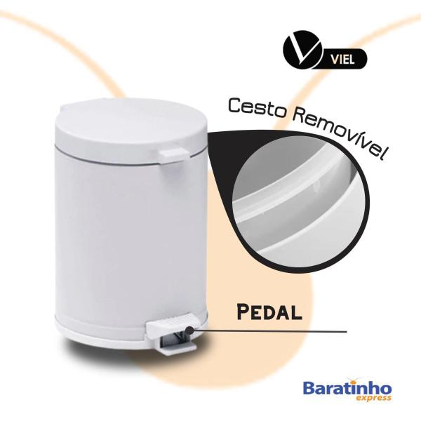 Imagem de Lixeira Banheiro 10,5 Litros Com Pedal E Recipiente Plástico