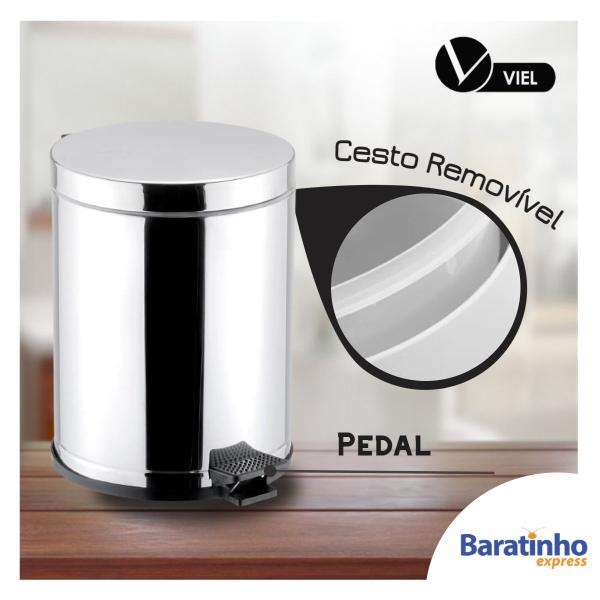 Imagem de Lixeira Banheiro C/ Pedal E Recipiente Plástico 4,5l Inox