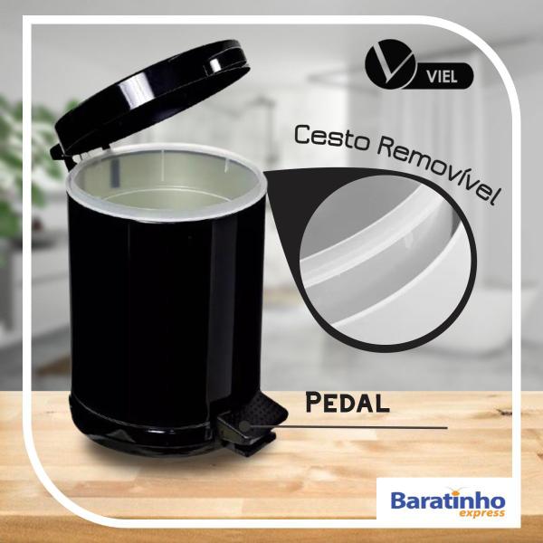 Imagem de Lixeira Banheiro Com Pedal E Recipiente Plástico 10,5 Litros