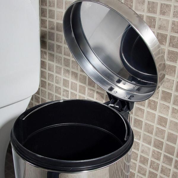 Imagem de Lixeira Banheiro Inox 5 Litros Com Pedal Cesto De Lixo Cozinha Lixinho Para Quarto Licheira Casa