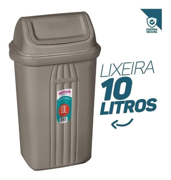 Imagem de Lixeira Basculante 10 Litros De Chão Piso Banheiro - Plástico Sanremo