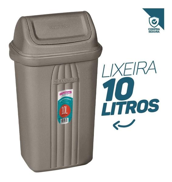 Imagem de Lixeira Basculante 10 Litros De Chão Piso Versátil Resistente - Plástico Sanremo