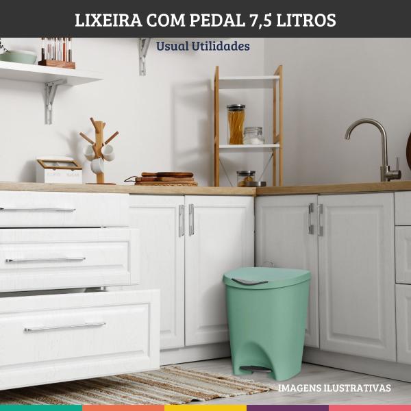 Imagem de Lixeira C/ Pedal 7,5 Litros Verde Escritório Cozinha Quarto