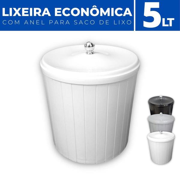 Imagem de Lixeira Cesto de Lixo Anel Porta Saco Plástico Cozinha 5 LT