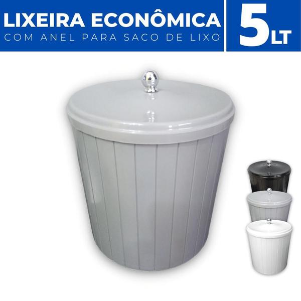 Imagem de Lixeira Cesto de Lixo Anel Porta Saco Plástico Cozinha 5 LT