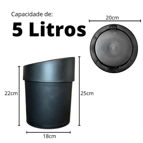 Imagem de Lixeira Cesto de Lixo - Click Abre Fácil 5 Litros 4 Cores  - Banheiro Cozinha Pia Escritório Quarto