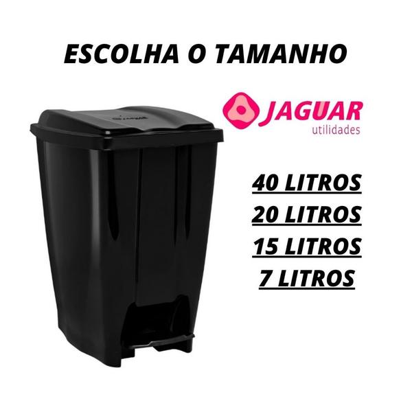Imagem de Lixeira Cesto De Lixo Grande Com Pedal Preta 40L, 20L, 15L e 7L