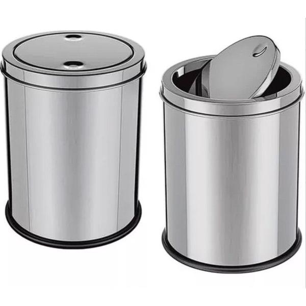 Lixeira Cesto de Lixo Inox 5L Basculante Banheiro Cozinha - Ecos Imagem de Lixeira Cesto de Lixo Inox 5L Basculante Banheiro Cozinha