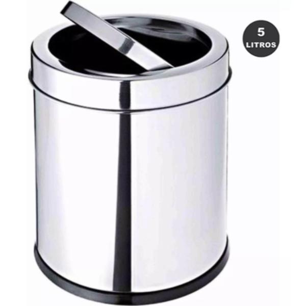 Lixeira Cesto de Lixo Inox 5L Basculante Banheiro Cozinha - Ecos Imagem de Lixeira Cesto de Lixo Inox 5L Basculante Banheiro Cozinha